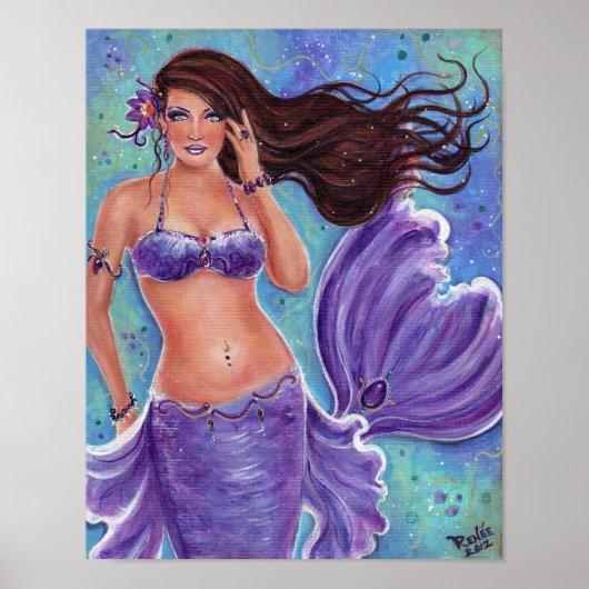 Fantasy Mermaid lila Poster von Renee L.Lavoie (Vorne)