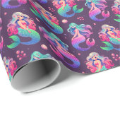 Fantasy Mermaid Muster mit Unterwasserelementen Geschenkpapier (Rolleneckpunkt)