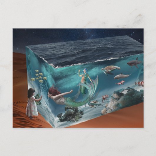 Fantasy Mermaid Ocean Cube Postkarte (Vorderseite)