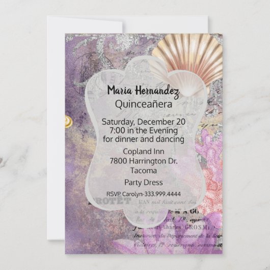 Fantasy Mermaid Quinceañera Einladung (Vorderseite)