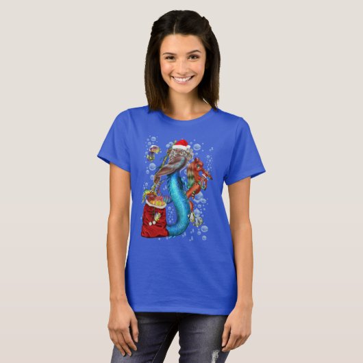 Fantasy Mermaid Santa Claus T-Shirt (Vorne ganz)
