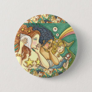FANTASY MERMAID SISTERHOOD SHARING SECRET WISDOMS BUTTON