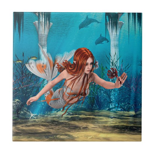 Fantasy Mermaid und Sea Lily Fliese (Vorderseite)