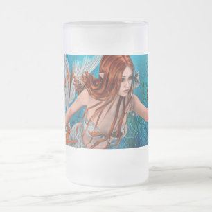 Fantasy Mermaid und Sea Lily Mattglas Bierglas