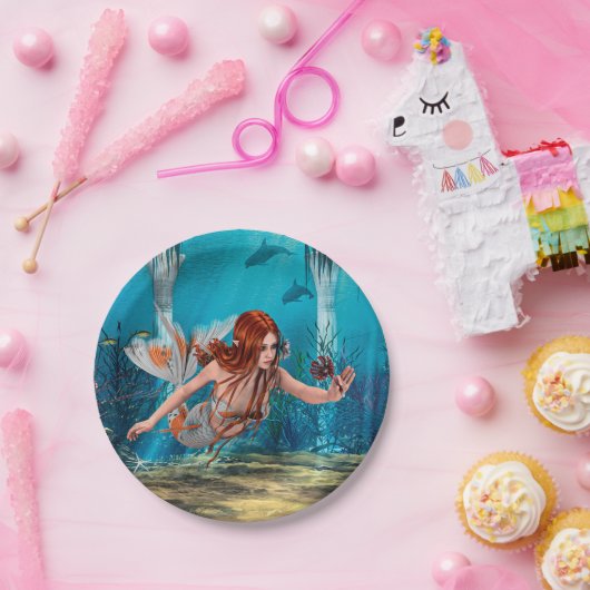 Fantasy Mermaid und Sea Lily Pappteller (Party)
