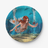 Fantasy Mermaid und Sea Lily Pappteller (Vorderseite)