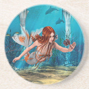 Fantasy Mermaid und Sea Lily Untersetzer