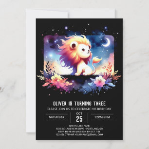 Fantasy Minimalistisch Lion Birthday Einladung