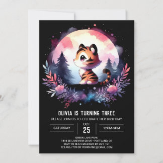 Fantasy Minimalistisch Tiger Geburtstag Einladung