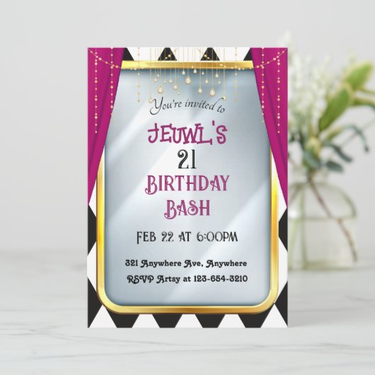 Fantasy Mirror Einladung (Stehend Vorderseite)