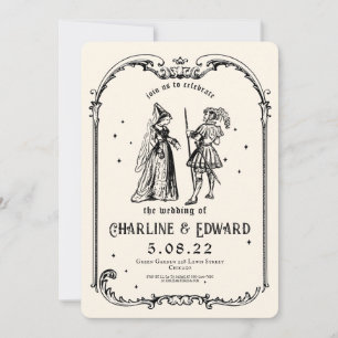 Fantasy-Mittelalter-Stich-Kunst-Hochzeitseinladung Einladung