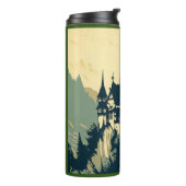 Fantasy Mittelalterliche Burg - Holzschnitt 1 Thermosbecher (Nach links gedreht)