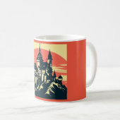 Fantasy Mittelalterliche Burg - Holzschnitt 4 Kaffeetasse (VorderseiteRechts)