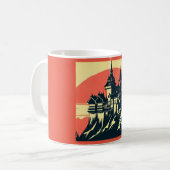 Fantasy Mittelalterliche Burg - Holzschnitt 4 Kaffeetasse (Vorderseite Links)