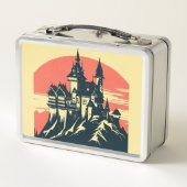 Fantasy Mittelalterliche Burg - Japanischer Holzsc Metall Brotdose (Rückseite)