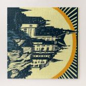 Fantasy Mittelalterliche Burg - Japanischer Holzsc Puzzle (Horizontal)