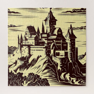 Fantasy Mittelalterliche Burg - Japanischer Holzsc Puzzle