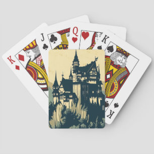 Fantasy Mittelalterliche Burg - Japanischer Holzsc Spielkarten