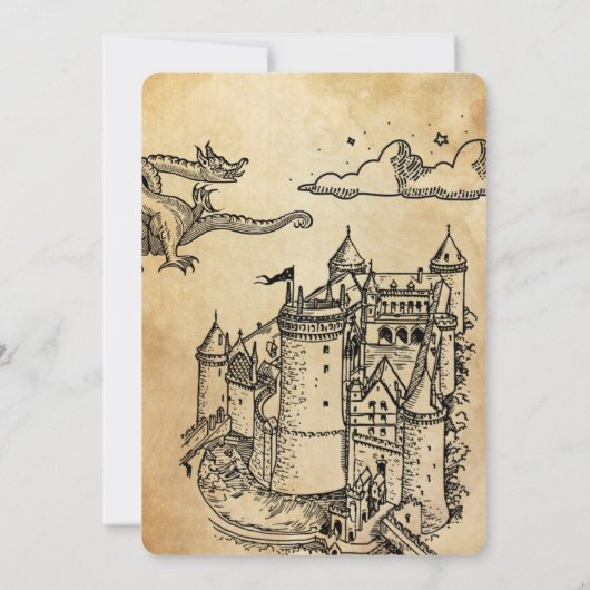 Fantasy Mittelalterliche Gravur Brautparty Einladung (Rückseite)