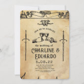 Fantasy Mittelalterliche Gravur Kunst Hochzeit Ein Einladung (Vorderseite)