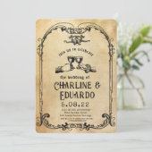 Fantasy Mittelalterliche Gravur Kunst Hochzeit Ein Einladung (Stehend Vorderseite)