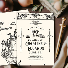 Fantasy Mittelalterliche Gravur Kunst Hochzeit Ein Einladung