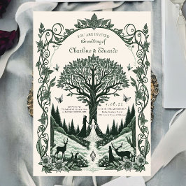 Fantasy Mittelalterliche Gravur Kunst Hochzeit Einladung