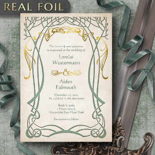 Fantasy-Mittelalterliche keltische Hochzeit Folieneinladung