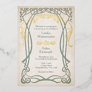 Fantasy Mittelalterliche keltische Hochzeit Folieneinladung