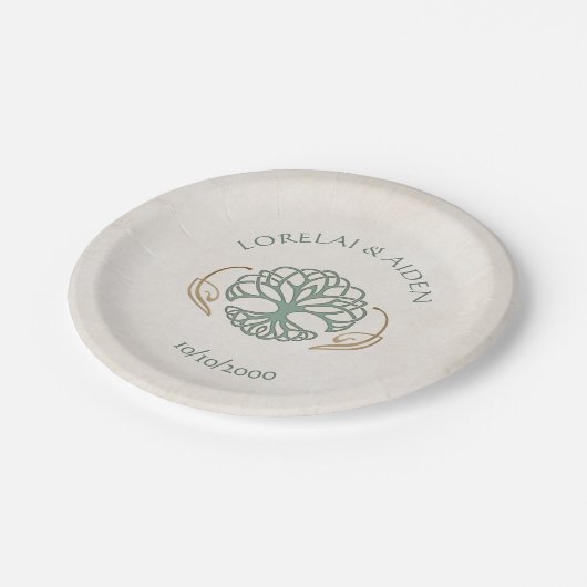 Fantasy Mittelalterliche keltische Hochzeit Pappteller (Schrägansicht)