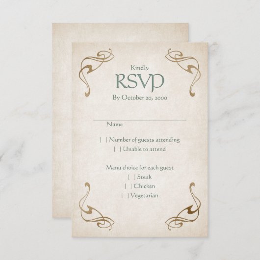 Fantasy Mittelalterliche keltische Hochzeit RSVP Karte (Vorne/Hinten)