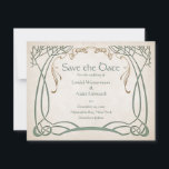 Fantasy Mittelalterliche keltische Hochzeit Save The Date<br><div class="desc">Diese Einladungen sind hier auf Party Business. Die koordinierenden Stücke dieser Fantasy Hochzeitssuite sind mit anmutigen Bäumen im keltischen oder elfischen Stil mit Imitat-Folie Details und keltischen Text auf Pergament. Ideal für Hochzeitsfeiern oder RPG-Gamer zum Geburtstag. Bestellen Sie Ihre gedruckten Einladungen und Party oder laden Sie Ihre digitalen Einladungen jetzt...</div>