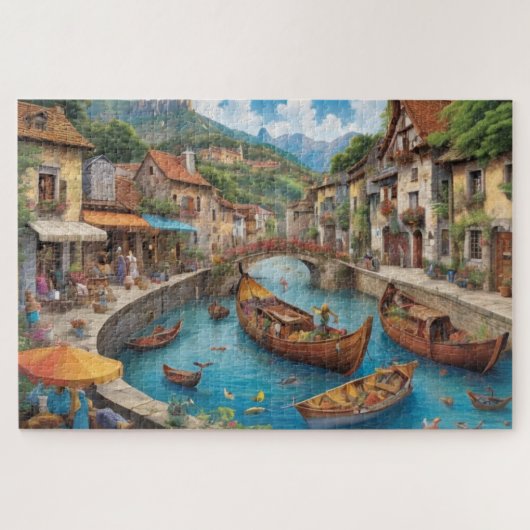 Fantasy Mittelalterliche Stadt schwer zu lösen Puzzle (Horizontal)