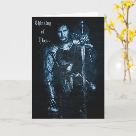 Fantasy mittelalterlicher Krieger in RüstungsIllus Karte (Gelbe Blume)