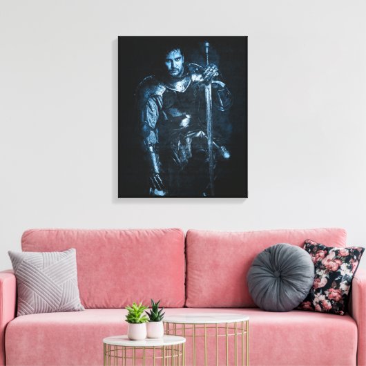 Fantasy mittelalterlicher Krieger in RüstungsIllus Leinwanddruck (Insitu (Wohnzimmer))
