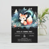 Fantasy Modern Fox Geburtstag digital Einladung (Stehend Vorderseite)