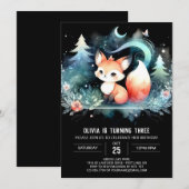 Fantasy Modern Fox Geburtstag digital Einladung (Vorne/Hinten)