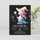 Fantasy Modern Wizard Geburtstag Einladung (Stehend Vorderseite)