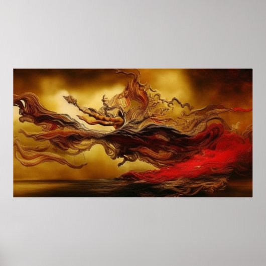 Fantasy Moderne Kunst Gold rot Poster (Vorne)