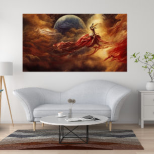 Fantasy Moderne Kunst Gold rote Spitze der Wolken Poster