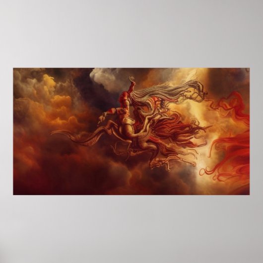 Fantasy moderne Kunst Gold roten wirl der Wolken Poster (Vorne)