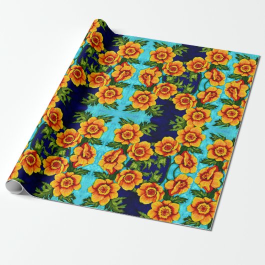 Fantasy Mohn Geschenkpapier (Ungerollt)