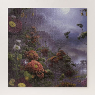 Fantasy Mondlicht Magischer Garten Landschaft Puzzle