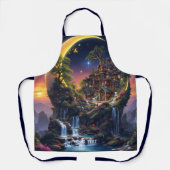 Fantasy Moon Waterfall Forest Schürze (Vorderseite)