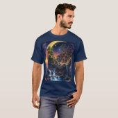 Fantasy Moon Waterfall Forest T-Shirt (Vorne ganz)
