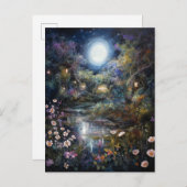 Fantasy Moonlit Garden Landschaft Postkarte (Vorne/Hinten)