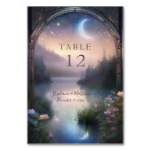 Fantasy Moonlit Lake Forest Rustikale Blumenhochze Tischnummer (Vorderseite)