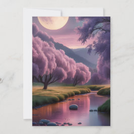 Fantasy Moonlit River Dreamscape Illustration Feiertagskarte