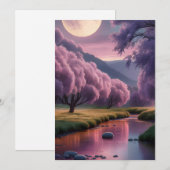 Fantasy Moonlit River Dreamscape Illustration Feiertagskarte (Vorne/Hinten)