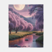 Fantasy Moonlit River Dreamscape Illustration Fleecedecke (Vorderseite)